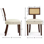 Chaises de salle à manger Subrtex Farmhouse Rattan (Lot de 2), Chaises de cuisine rembourrées en lin pour table à manger, Chaises d'appoint modernes du milieu du siècle, Marron