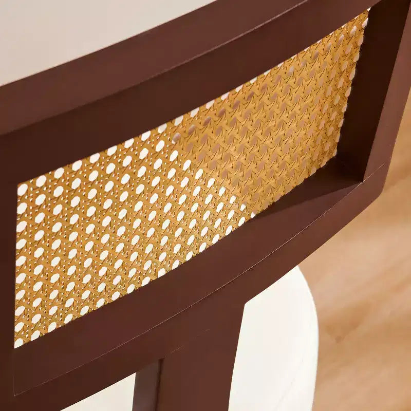 Chaises de salle à manger Subrtex Farmhouse Rattan (Lot de 2), Chaises de cuisine rembourrées en lin pour table à manger, Chaises d'appoint modernes du milieu du siècle, Marron