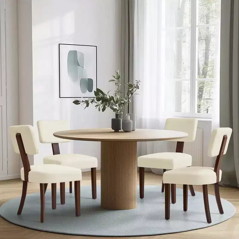 Chaises de salle à manger Subrtex Farmhouse Rattan (Lot de 2), Chaises de cuisine rembourrées en lin pour table à manger, Chaises d'appoint modernes du milieu du siècle, Marron