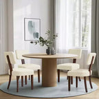 Chaises de salle à manger Subrtex Farmhouse Rattan (Lot de 2), Chaises de cuisine rembourrées en lin pour table à manger, Chaises d'appoint modernes du milieu du siècle, Marron