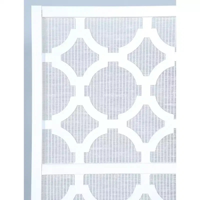 Paravent 4 panneaux motif trèfle infusé et diamant Roundhill Furniture, blanc