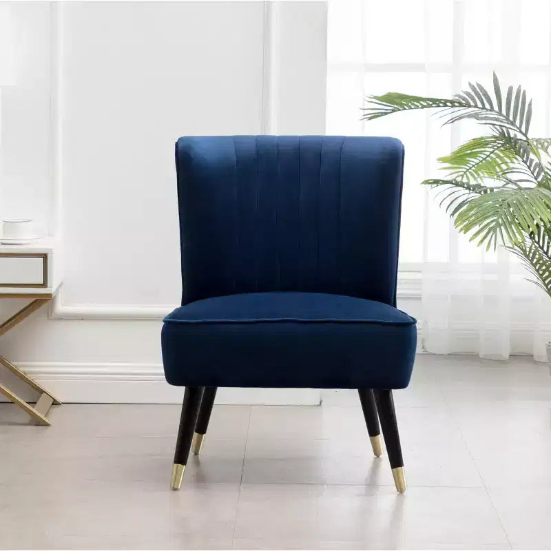Roundhill Furniture Elon - Fauteuil d'appoint contemporain en velours, bleu