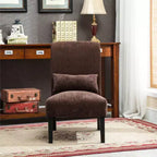 Fauteuil d'appoint contemporain sans accoudoirs en tissu chenille Pisano de Roundhill Furniture avec oreiller lombaire assorti, chocolat