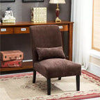 Fauteuil d'appoint contemporain sans accoudoirs en tissu chenille Pisano de Roundhill Furniture avec oreiller lombaire assorti, chocolat