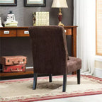 Fauteuil d'appoint contemporain sans accoudoirs en tissu chenille Pisano de Roundhill Furniture avec oreiller lombaire assorti, chocolat