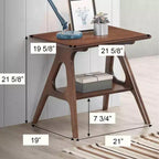 Table d'appoint avec étagère en bois Arona de style moderne du milieu du siècle par Roundhill Furniture