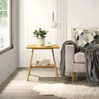 Table d'appoint avec étagère en bois Arona de style moderne du milieu du siècle par Roundhill Furniture
