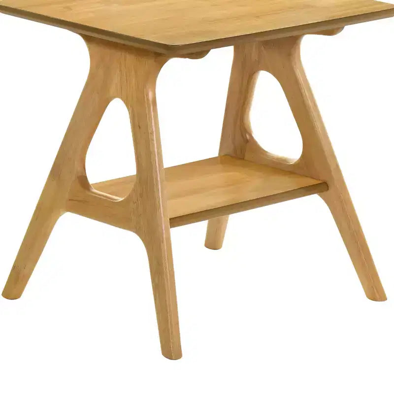 Table d'appoint avec étagère en bois Arona de style moderne du milieu du siècle par Roundhill Furniture
