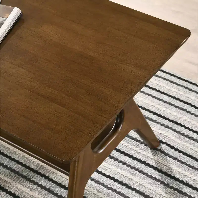 Table d'appoint avec étagère en bois Arona de style moderne du milieu du siècle par Roundhill Furniture