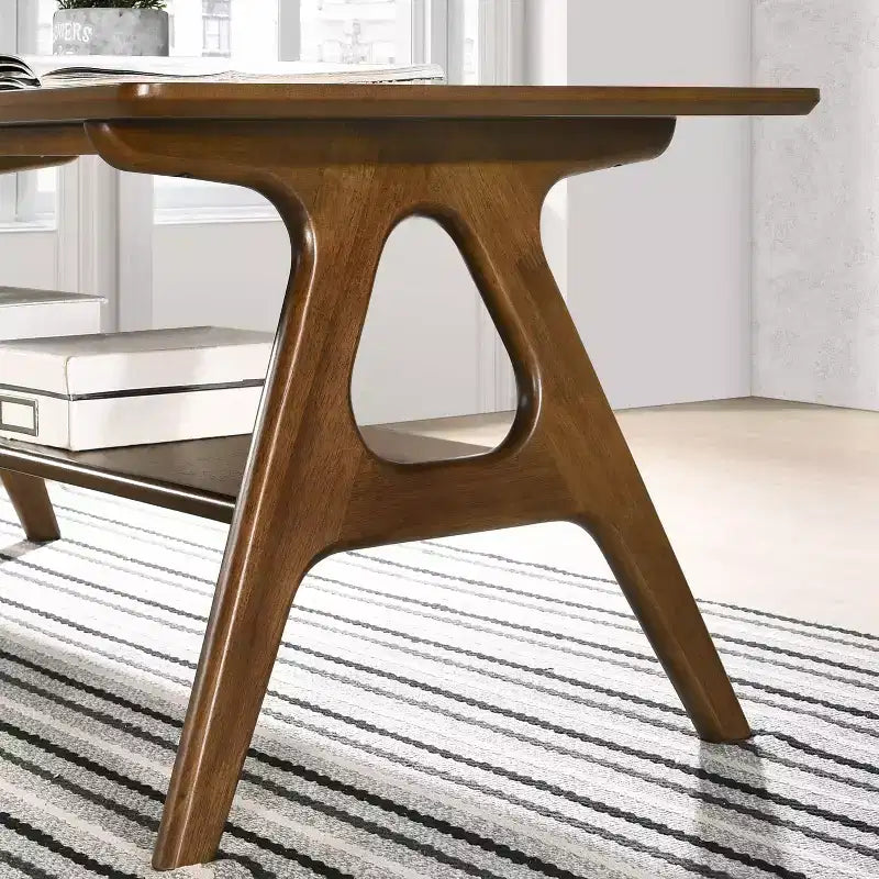 Table d'appoint avec étagère en bois Arona de style moderne du milieu du siècle par Roundhill Furniture