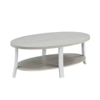 Table basse Anze contemporaine en bois de forme ovale avec étagère