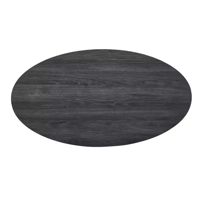 Table basse Anze contemporaine en bois de forme ovale avec étagère