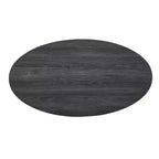 Table basse Anze contemporaine en bois de forme ovale avec étagère