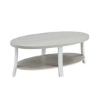 Table basse Anze contemporaine en bois de forme ovale avec étagère