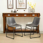 Roundhill Furniture Chaises de salle à manger Lotusville en similicuir PU vintage, gris antique, lot de 2