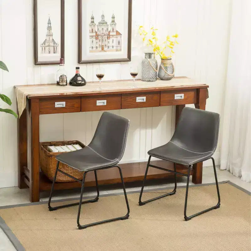 Roundhill Furniture Chaises de salle à manger Lotusville en similicuir PU vintage, gris antique, lot de 2