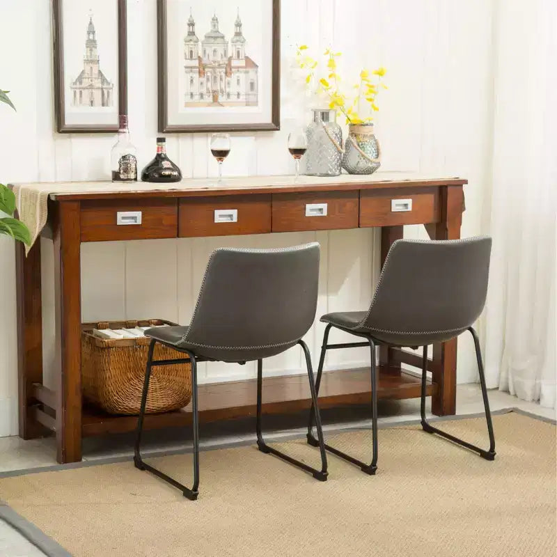 Roundhill Furniture Chaises de salle à manger Lotusville en similicuir PU vintage, gris antique, lot de 2