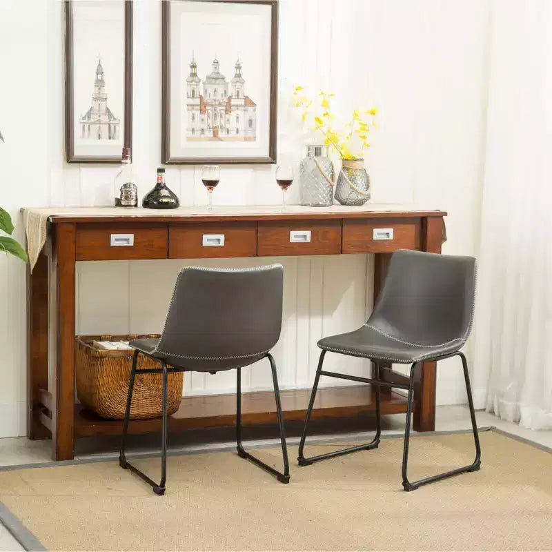 Roundhill Furniture Chaises de salle à manger Lotusville en similicuir PU vintage, gris antique, lot de 2