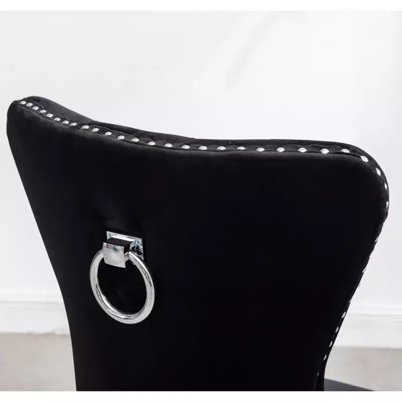 Montura, chaises contemporaines en velours capitonné avec garniture cloutée, lot de 2, noir