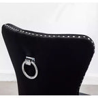 Montura, chaises contemporaines en velours capitonné avec garniture cloutée, lot de 2, noir
