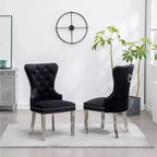 Montura, chaises contemporaines en velours capitonné avec garniture cloutée, lot de 2, noir