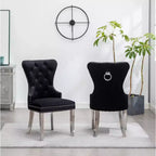 Montura, chaises contemporaines en velours capitonné avec garniture cloutée, lot de 2, noir