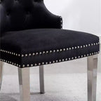 Montura, chaises contemporaines en velours capitonné avec garniture cloutée, lot de 2, noir