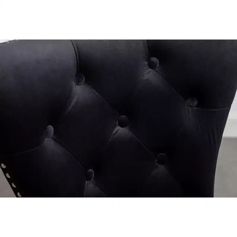 Montura, chaises contemporaines en velours capitonné avec garniture cloutée, lot de 2, noir