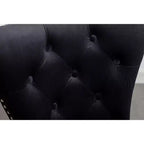 Montura, chaises contemporaines en velours capitonné avec garniture cloutée, lot de 2, noir