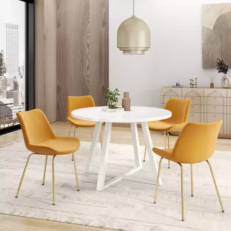 Ensemble de salle à manger rond 5 pièces Avant de Roundhill Furniture, avec table et 4 chaises