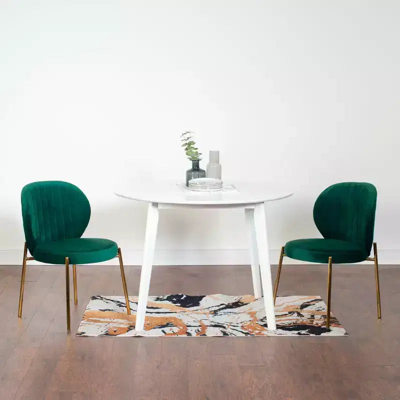 Ensemble de salle à manger contemporain 3 pièces Amoa de Roundhill Furniture, table ronde blanche avec 2 chaises
