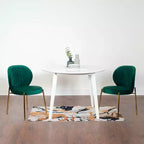 Ensemble de salle à manger contemporain 3 pièces Amoa de Roundhill Furniture, table ronde blanche avec 2 chaises
