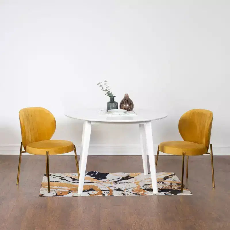 Ensemble de salle à manger contemporain 3 pièces Amoa de Roundhill Furniture, table ronde blanche avec 2 chaises