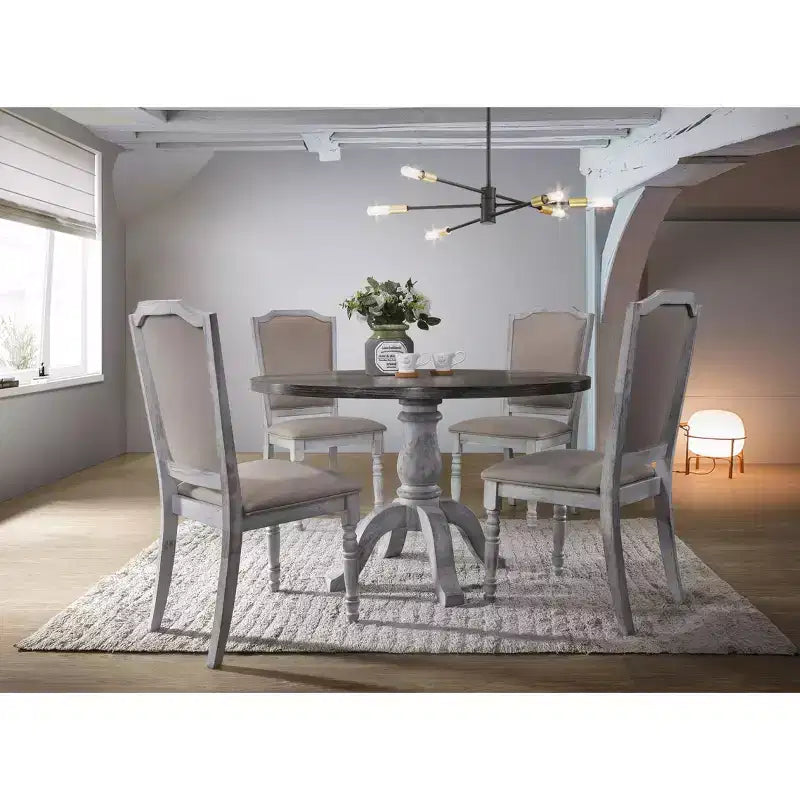 Table de salle à manger ronde sur pied en bois Iris de Roundhill Furniture