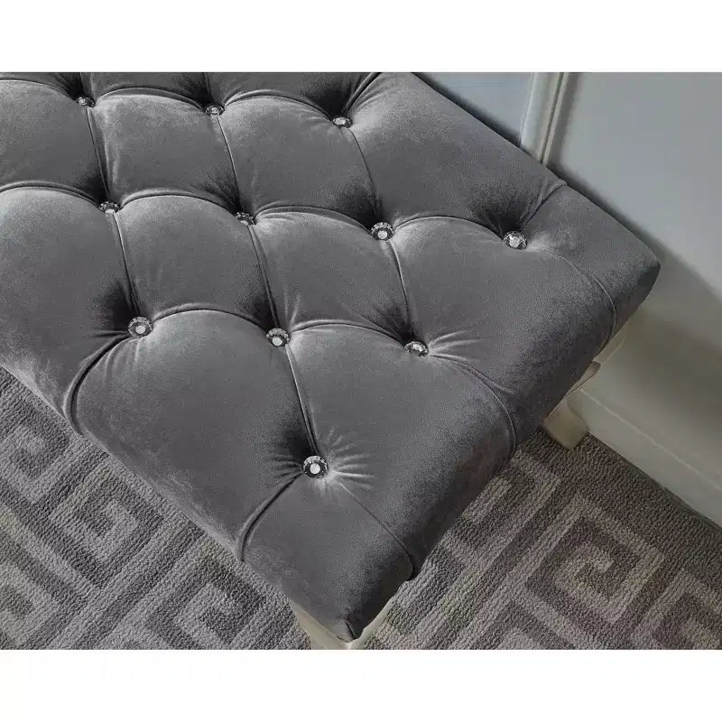 Banc Roundhill Furniture Decor Maxem, avec siège capitonné en tissu et bordure cloutée, gris