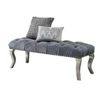 Banc Roundhill Furniture Decor Maxem, avec siège capitonné en tissu et bordure cloutée, gris