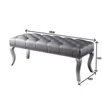 Banc Roundhill Furniture Decor Maxem, avec siège capitonné en tissu et bordure cloutée, gris