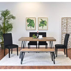 Ashzo 6-Piece Dining Set, Hairpin Dining Table with 4 Chairs and Bench, 3 Color Options