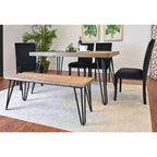 Ensemble de salle à manger 6 pièces Ashzo, table à manger avec pieds épingles à cheveux, 4 chaises et un banc, 3 options de couleur