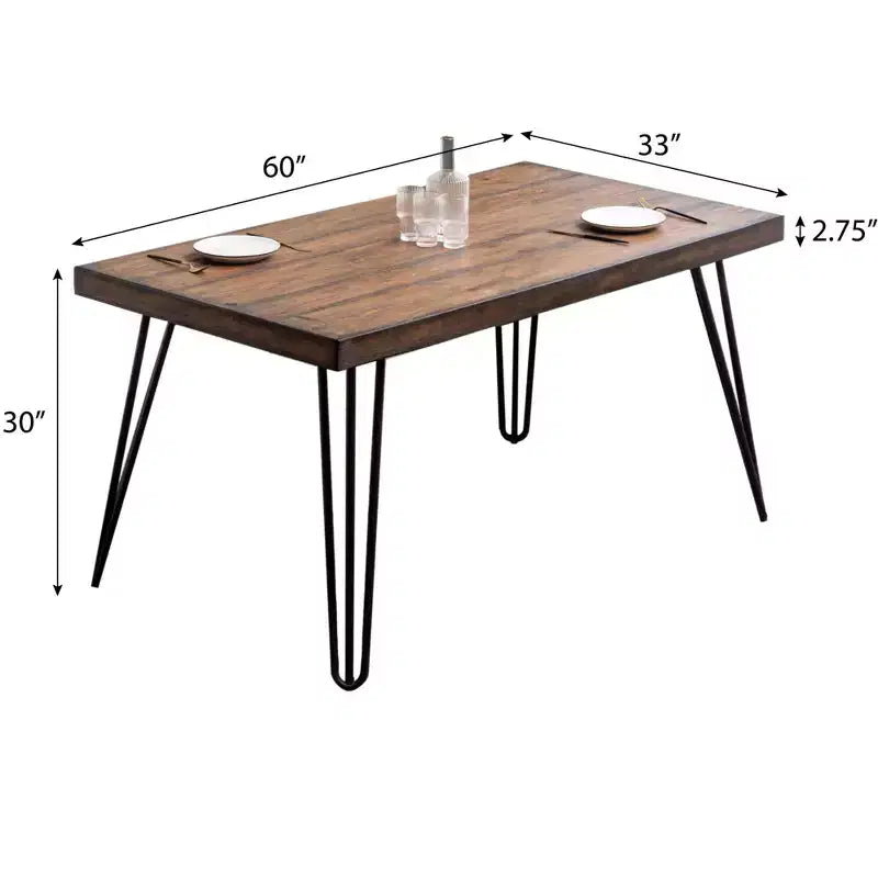 Ensemble de salle à manger Arroyo 7 pièces, table à manger avec pieds en épingle et 6 chaises à dossier croisé, noir intense