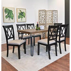 Ensemble de salle à manger Arroyo 7 pièces, table à manger avec pieds en épingle et 6 chaises à dossier croisé, noir intense