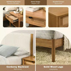 Ensemble de chambre à coucher Roundhill Furniture Vichy 3 pièces en hévéa, lit plateforme avec deux tables de chevet