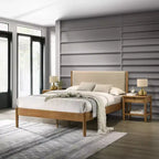Ensemble de chambre à coucher Roundhill Furniture Vichy 3 pièces en hévéa, lit plateforme avec deux tables de chevet
