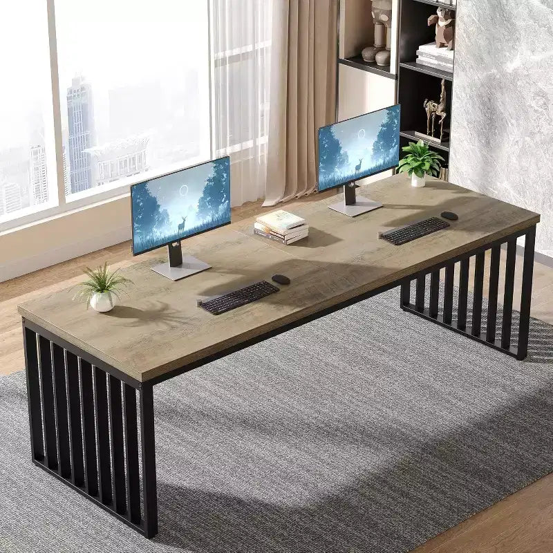 Lantine 78.74 Très Long Bureau d'Ordinateur pour 2 Personnes pour Bureau à Domicile