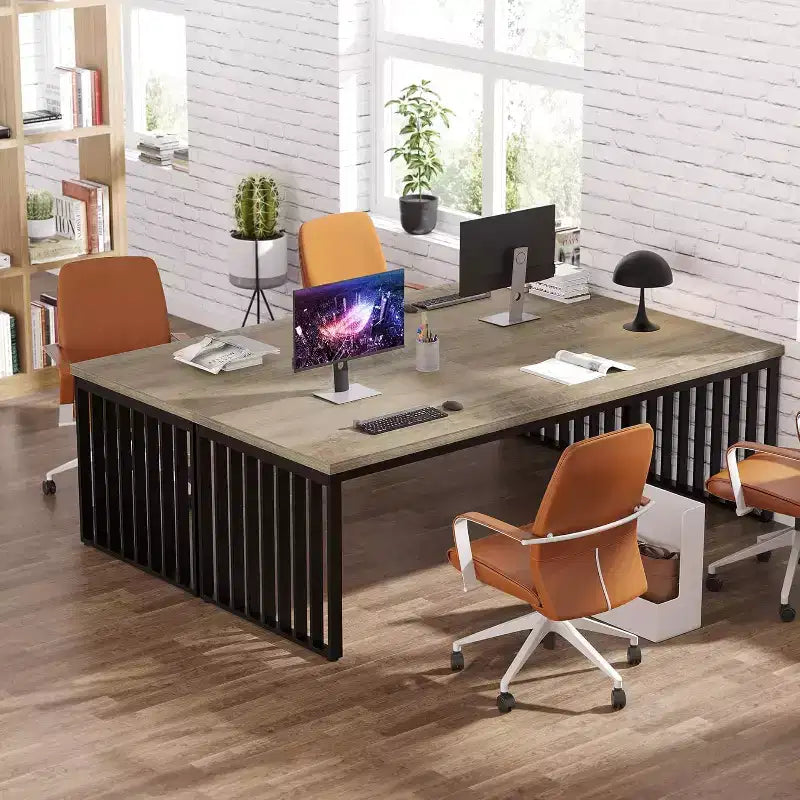 Lantine 78.74 Très Long Bureau d'Ordinateur pour 2 Personnes pour Bureau à Domicile