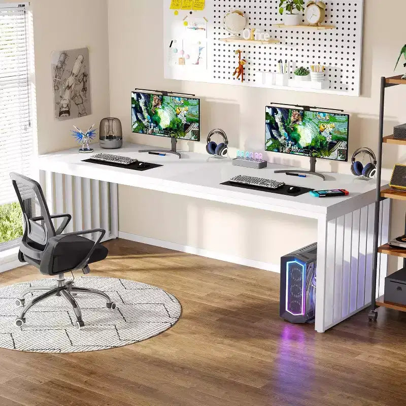 Lantine 78.74 Très Long Bureau d'Ordinateur pour 2 Personnes pour Bureau à Domicile