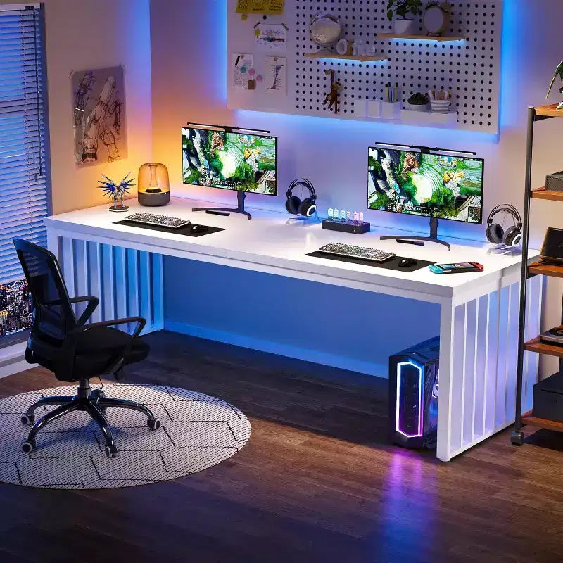 Lantine 78.74 Très Long Bureau d'Ordinateur pour 2 Personnes pour Bureau à Domicile