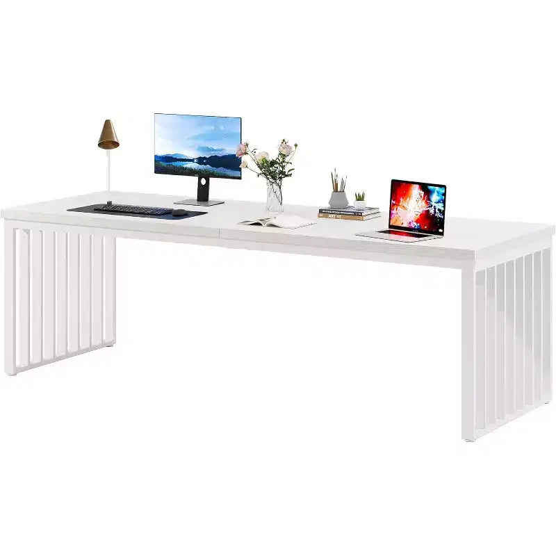 Lantine 78.74 Très Long Bureau d'Ordinateur pour 2 Personnes pour Bureau à Domicile