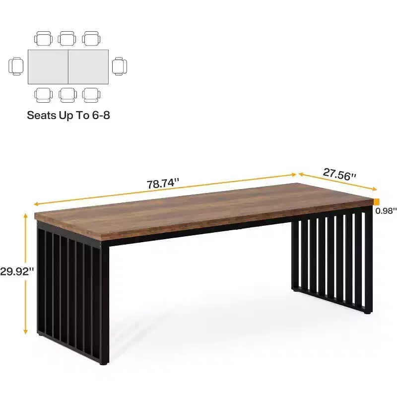 Lantine 78.74 Très Long Bureau d'Ordinateur pour 2 Personnes pour Bureau à Domicile