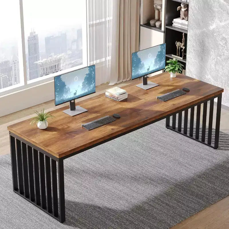 Lantine 78.74 Très Long Bureau d'Ordinateur pour 2 Personnes pour Bureau à Domicile